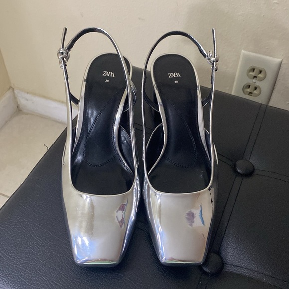 Metallic Slingback Block Heels - Picture 2 of 4